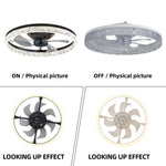 ventilateur moderne lumière led vitesses télécommande cristal blanc