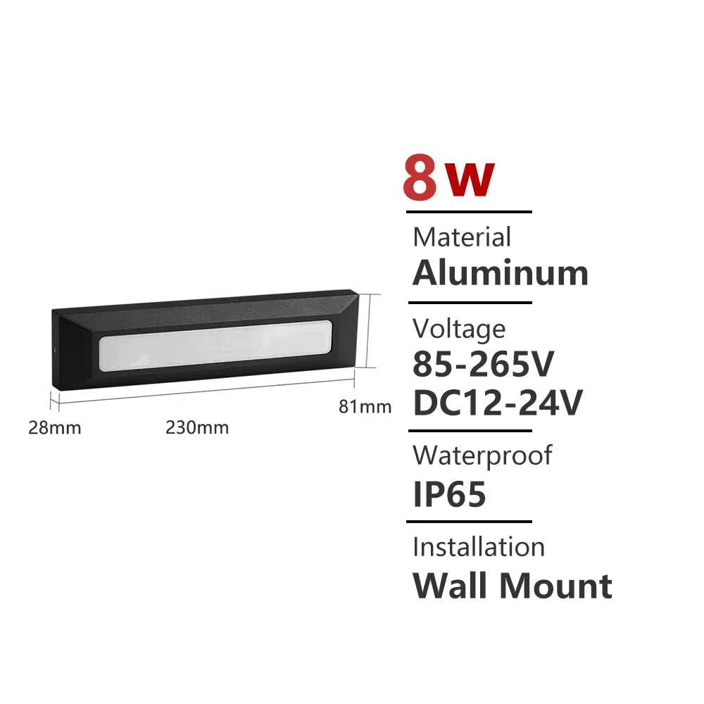 applique murale extérieure led noir moderne étanche jardin terrasse balcon escalier
