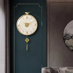 horloge murale moderne or blanc motif marbré cristaux oiseau chinois