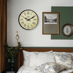 horloge murale classique bois beige números romanos aiguille quartz sans piles vintage salon chambre