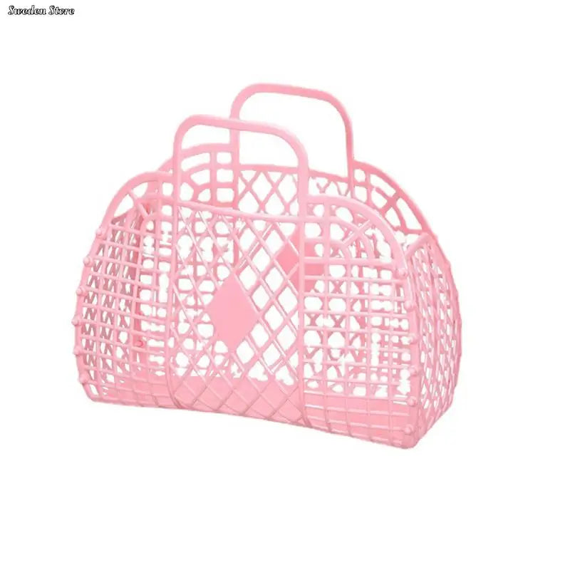 Panier de rangement vert avec poignées lisses