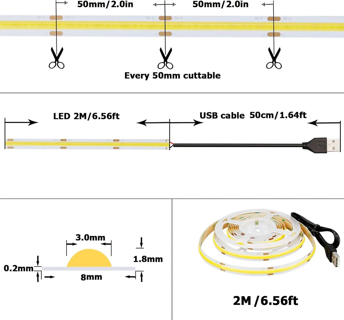 ruban led flexible blanc adhésif usb moderne encoche coupable interrupteur télévision déco chambre