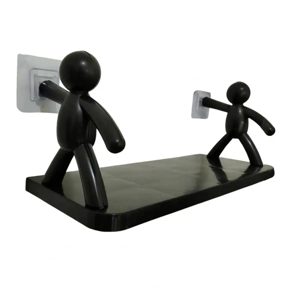 support mural blanc minimaliste figurines personnes rangement cuisine toilette adhésif respectueux environnement unique