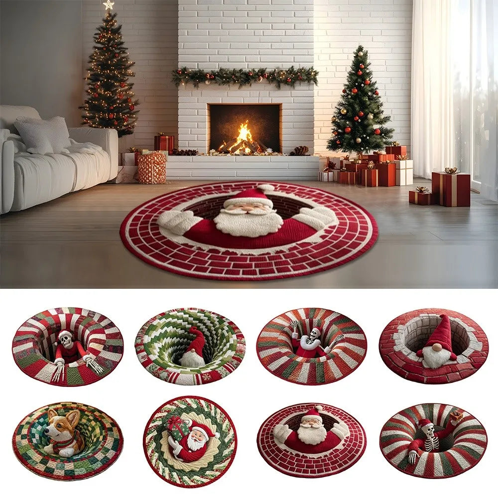 tapis rouge noël décoration père noël squelette motifs festifs maison chambre