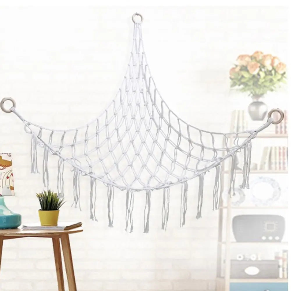 filet tressé boho blanc suspendu angle grande capacité opacité artisanal anneau métallique réutilisable chambre