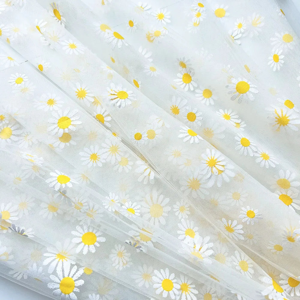 tulle polyester marguerites blancs motifs féminins costumes robes accessoires mariage transparent