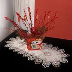 serviette table blanche brodée fleurs or classique élégant réutilisable polyester