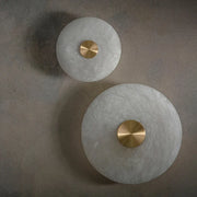 Applique murale LED art déco en marbre naturel et laiton pour salon et couloir - Éclairage atmosphérique moderne
