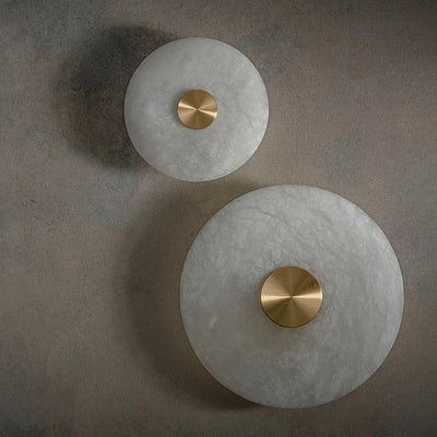 Applique murale LED art déco en marbre naturel et laiton pour salon