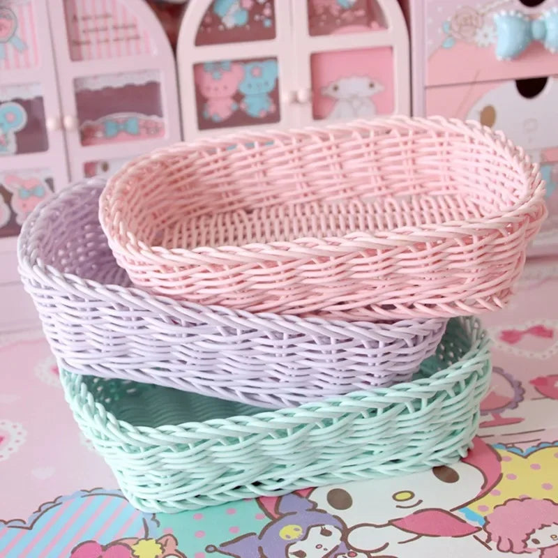 paniers tressés rose vert violet modernes décoration maison respectueux environnement stockage