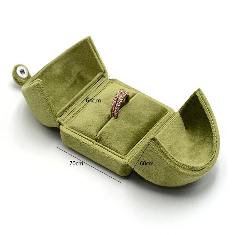 boîtes bijoux velours vert olive classique boutons pression boucles d'oreilles clover bague or collier