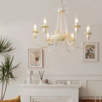 lustre cristal blanc chambre salon classique suspension ampoules led encastrée