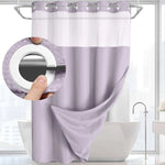 rideau douche moderne gris vert blanc tissé points transparent waterproof anneaux 72x74inch