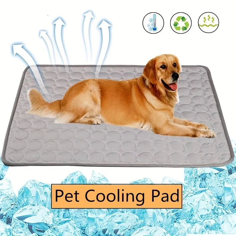 tapis refroidissement animal gris bleu clair texture points moderne confortable été chiens chats tapis