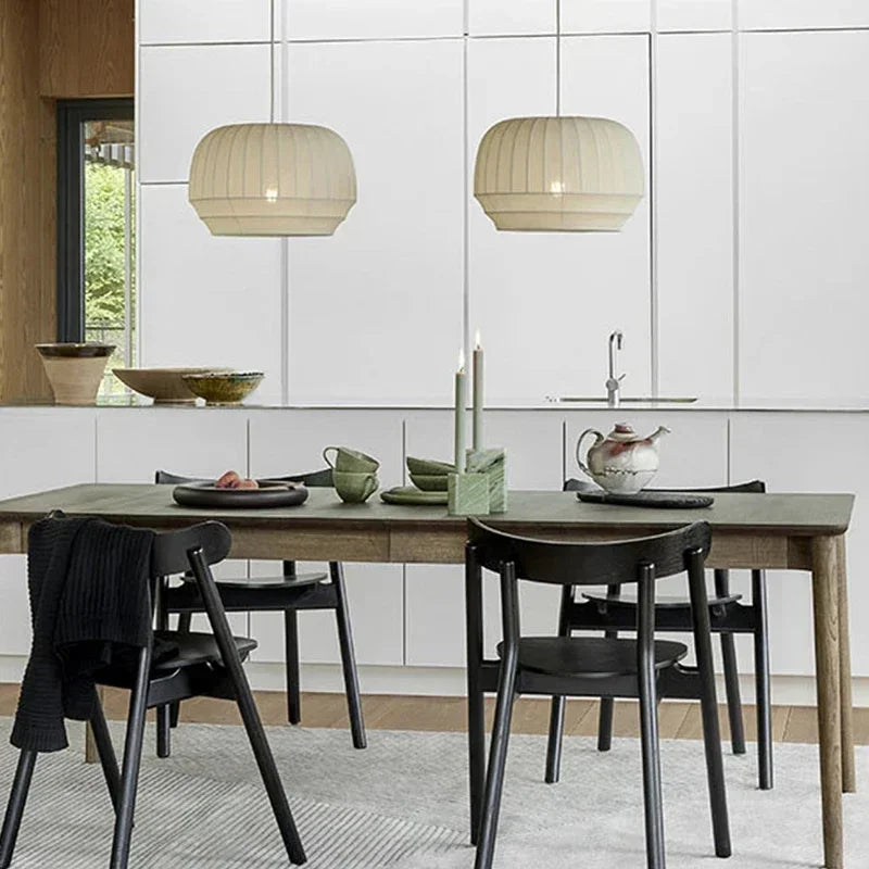 suspension lumineuse moderne blanc rayures horizontales câble suspendu led éclairage salon minimaliste