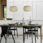 suspension lumineuse moderne blanc rayures horizontales câble suspendu led éclairage salon minimaliste
