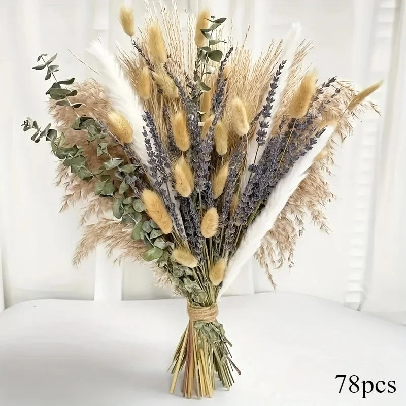 Bouquet fleurs séchées naturel varié rustique décoration maison anniversaire fêtes