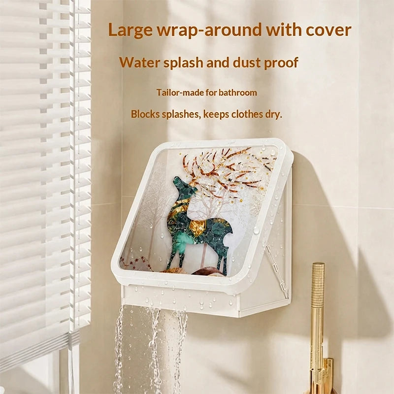 rangements murals pliables salle bain transparent motif cerf forêt moderne adhésif blanc doréversibleéconomique