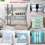 housses coussins carrés bleu clair rayures horizontales polyester peachskin 40x40cm 45x45cm 50x50cm 60x60cm