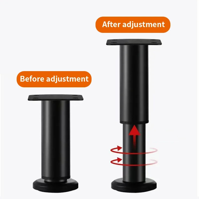 pieds meubles noirs modernes hauteur réglable acier inoxydable pièces rond lisses