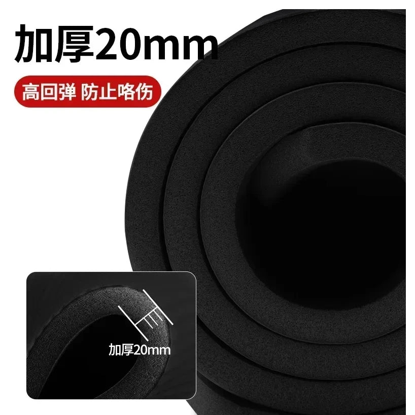 tapis yoga noir rayures verticales moderne 200cm 185cm épais antidérapant