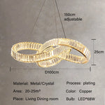 suspension lumineuse pendentif cristal or brillant moderne élégant 4000k 3000k 6000k led 10m2