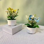 plantes artificielles fleurs feuilles moderne blanc rose violet jaune bleu pot décoration intérieureextérieur