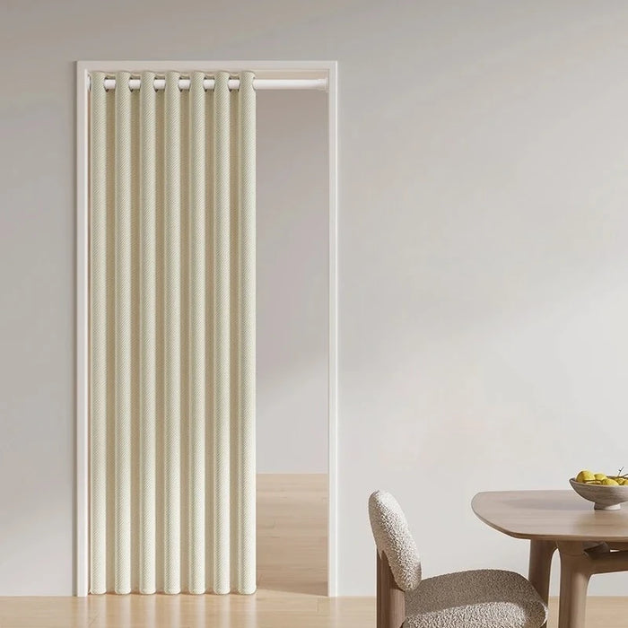 Rideau thermique occultant rouge sans perceuse pour porte