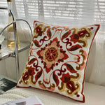 taies d'oreiller coton polyester ethnique floral brodées couleurs vives motifs géométriques coussins deco 45x45cm