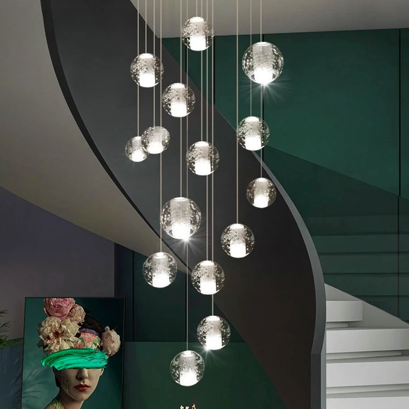 suspension lumineuse moderne cristal transparent argentées chambre salon