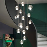 suspension lumineuse moderne cristal transparent argentées chambre salon
