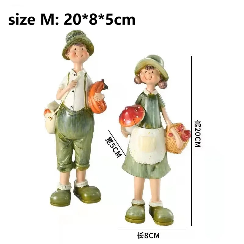 décoration maison figurines fermiers paniers fruits rouges champêtre naïf rusticitéextérieurintérieurornementjardin