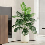 plantes vertes artificielles arbres feuilles fines moderne decoration extérieur salon chambre vert opalescent
