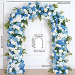 arche décorative mariage fleurs artificielles bleu blanc vert extérieur décoration maison