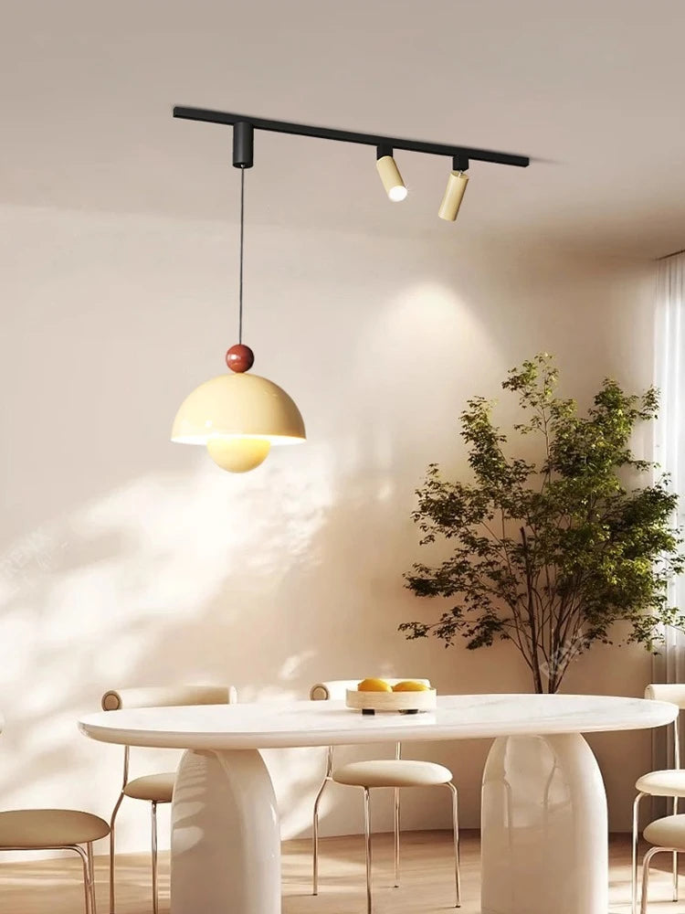suspension lumineuse moderne vert beige rouge brillante câble suspendu minimaliste