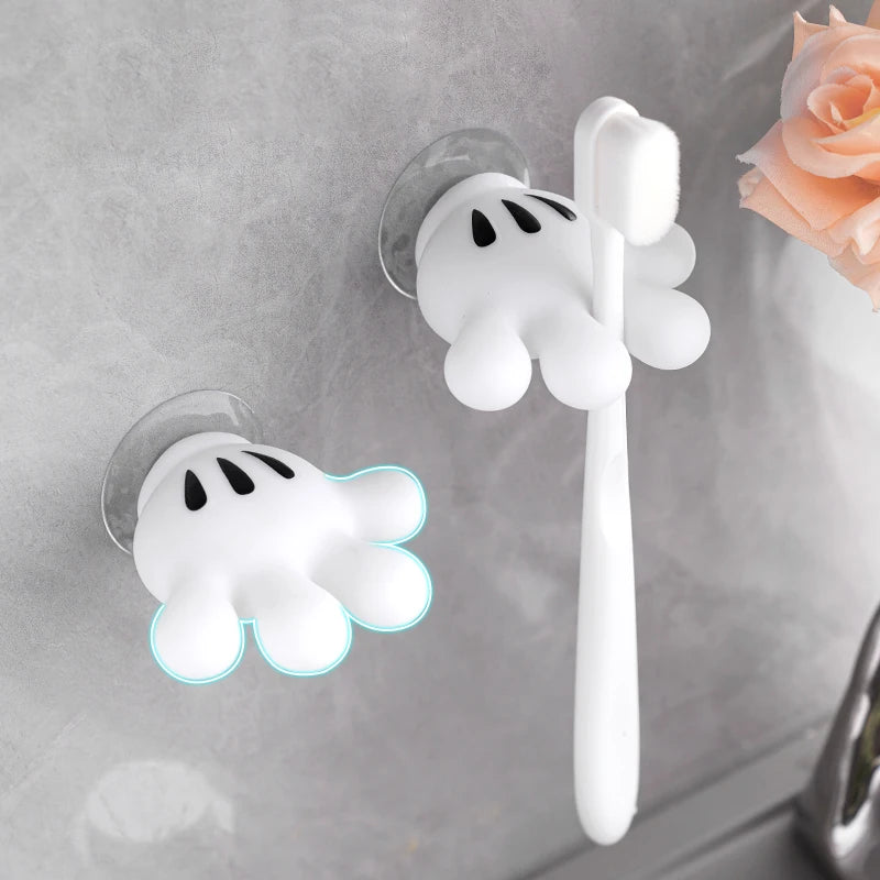 support mural décoratif main mickey blanc ventouse brosses dents chargeurs accessoires bain
