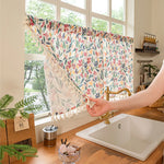 rideau bohème floral transparent blanc cassé fenêtre cuisine 140x60cm tringle rideau