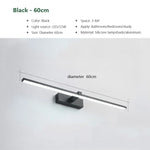 lampe miroir moderne noir fixée mur éclairage led tricolore 60cm 80cm 100cm
