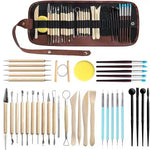 outils modelage argile polymère bois naturel noir jaune sculpture céramique poterie artisanat moulage cuisson