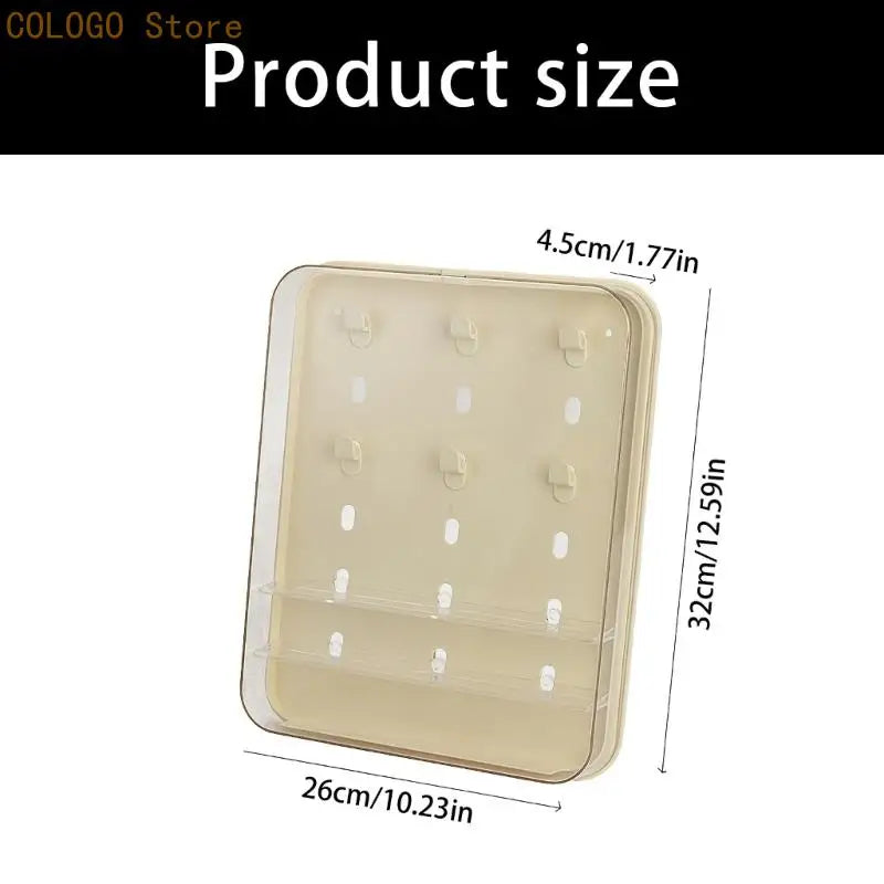 boîte figurines murale transparente moderne beige clair rangées crochets adhésif plastique abs