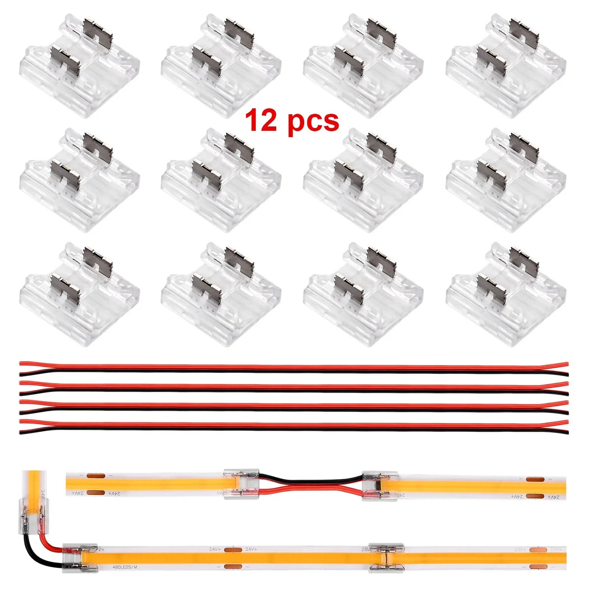 connecteurs led transparents 8mm 10mm ip20 moderne non étanche 12 pièces