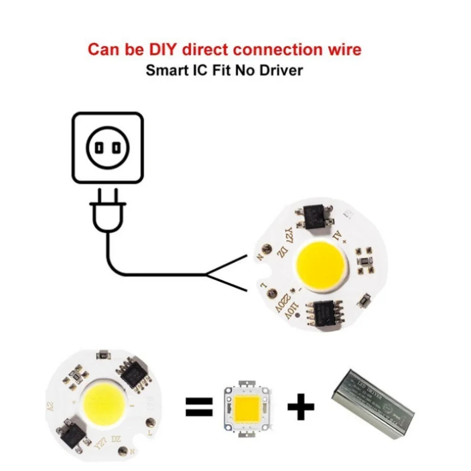 Chip LED COB 10W 12W 3W 5W 7W Blanc Blanc Chaud Facile Monter DIY