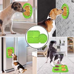 tapis léchage animal silicone antidérapant trous réguliers surface rugueuse moderne vert bleu