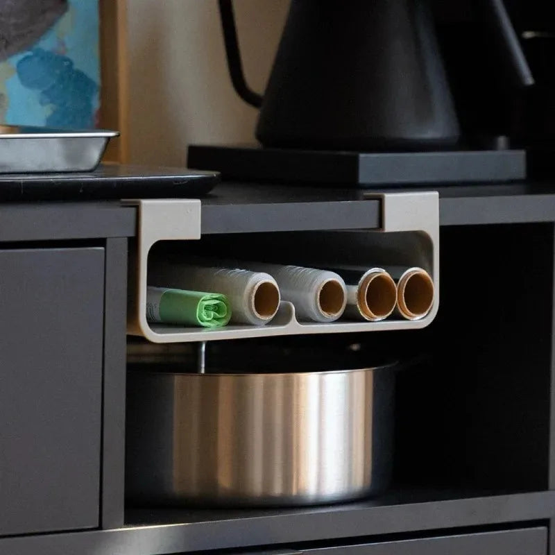 rangement adhésif papier aluminium cuisine gris moderne distributeur rouleau plat fonctionnel