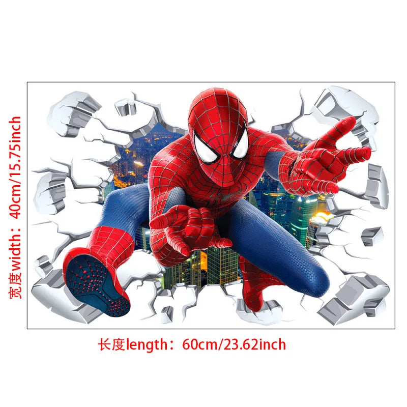 sticker mural 3d super héros hulk iron man captain america thor rouge bleu vert