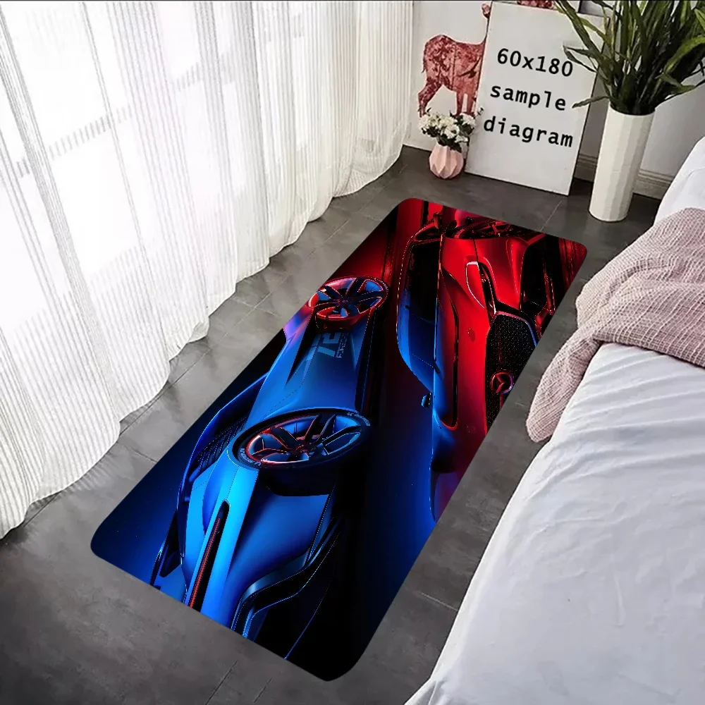 tapis moderne gran turismo logo voitures sportives noir blanc bleu rouge gris chambre salon