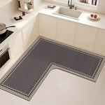 tapis cuisine gris beige rayures bordure moderne antidérapant imperméable polypropylène PVC