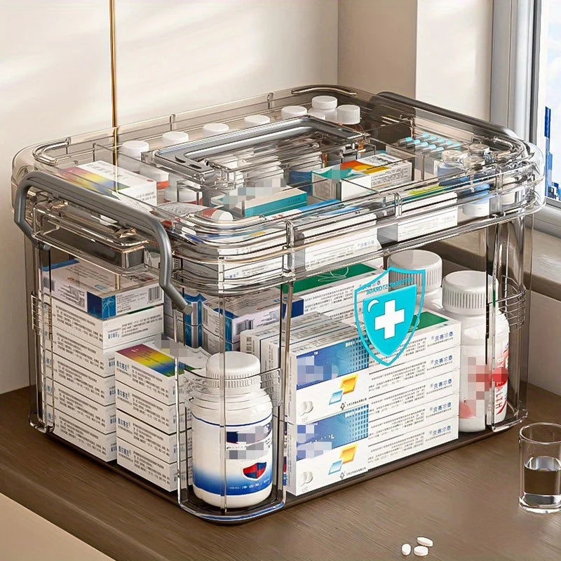boîte rangement médicaments transparente moderne poignée amovible multinefs première aide chambre maison