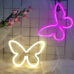 néons lumineux papillon cœur rose bleu violet blanc moderne décoration anniversaire noël mariage chambre