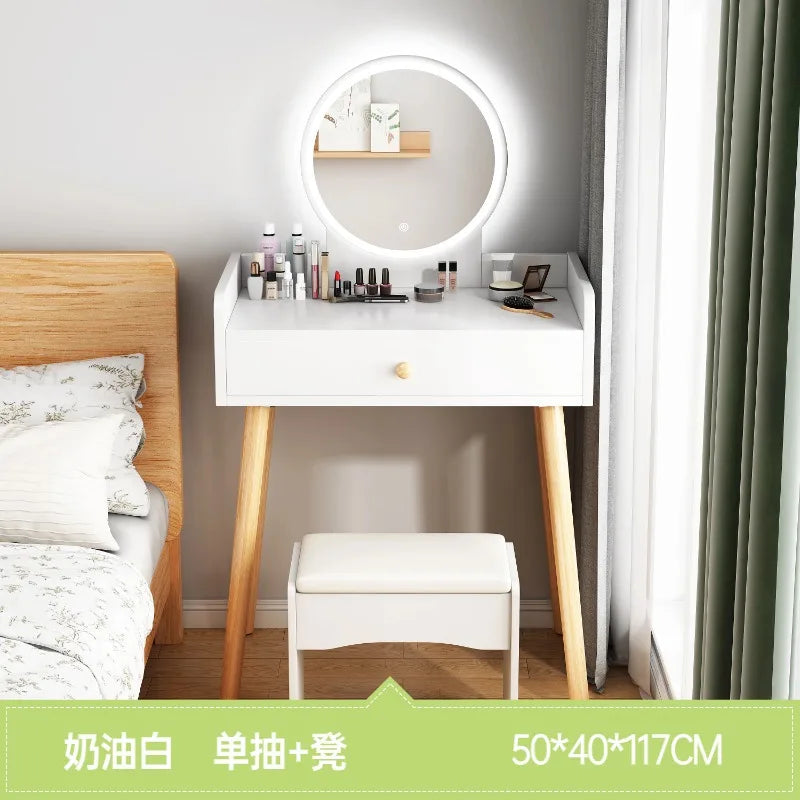 maquillage blanc moderne tiroirs chaise miroir lampe cosmétiques
